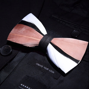 Feather Bow Tie With Lapel Pin